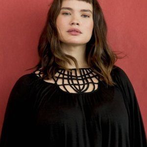 Black Anthropologie 3/4 Sleeve Top - XL